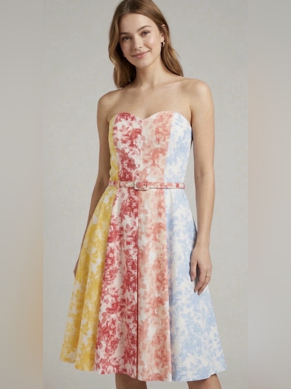 White House Black Market Floral Strapless Dress Multi-Color Size 00